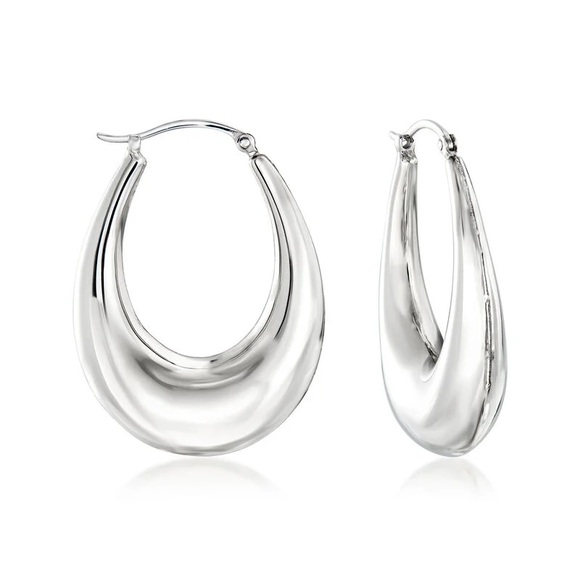 Ross-Simons Sterling Silver Graduated Hoop Earrings. 1 1/4" - Picture 7 of 7